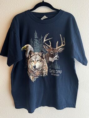 Vintage‎ Eureka Springs Arkansas Wildlife Graphic Navy LG USA Single Stitch Tee